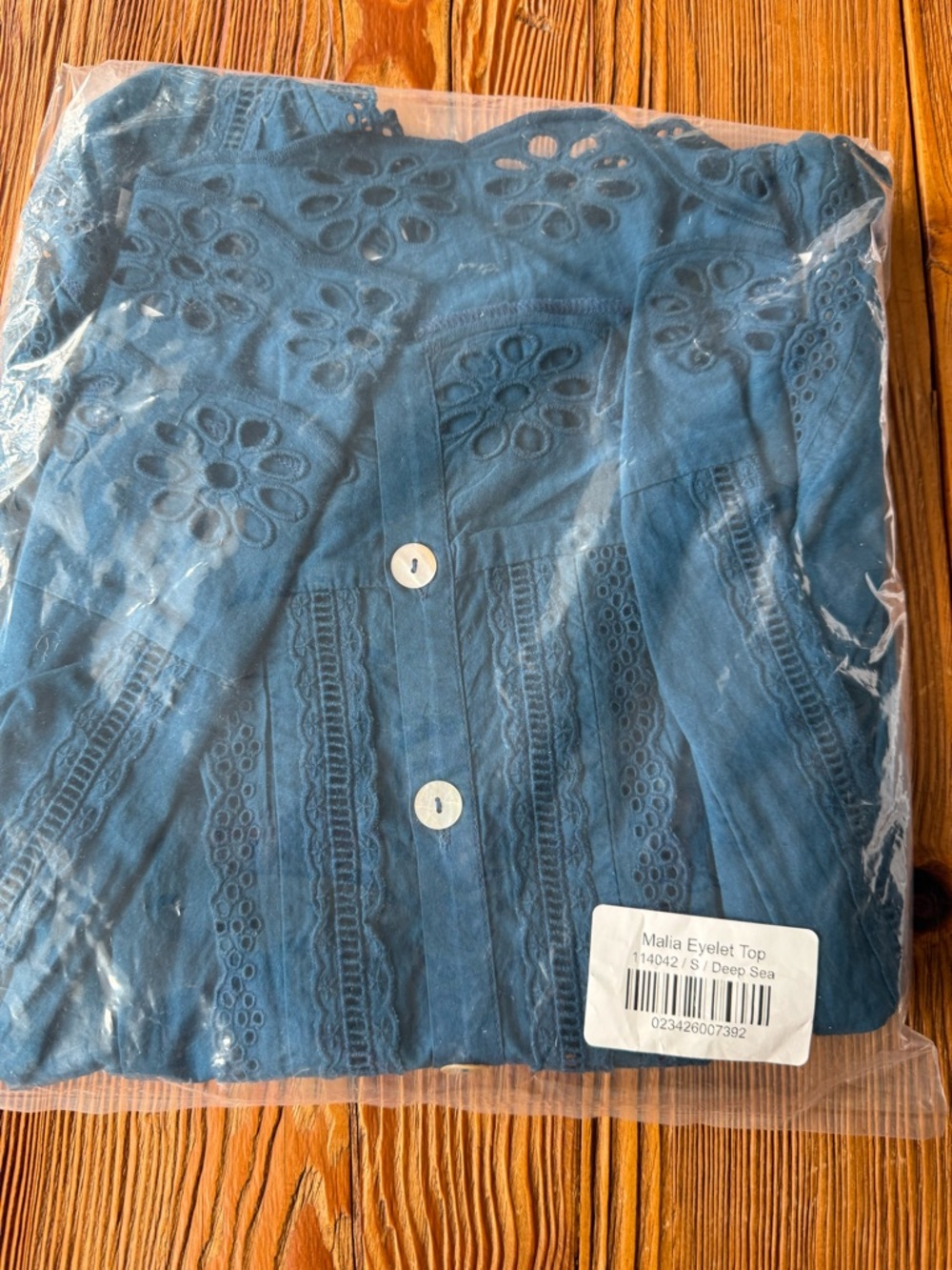 Dylan Los Angeles Malia Eyelet Top-Deep Sea Blue /View model photos